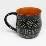 Mug, carved  - black and orange