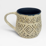 Mug, carved  - bone and navy