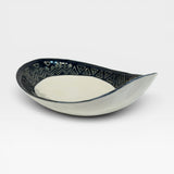Oval Dish, carved - blue
